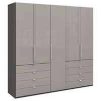 FALTTÜRENSCHRANK 250/236/58 cm 3-türig Hellgrau, Dunkelgrau  - Chromfarben/Dunkelgrau, KONVENTIONELL, Glas/Holzwerkstoff (250/236/58cm) - Venda