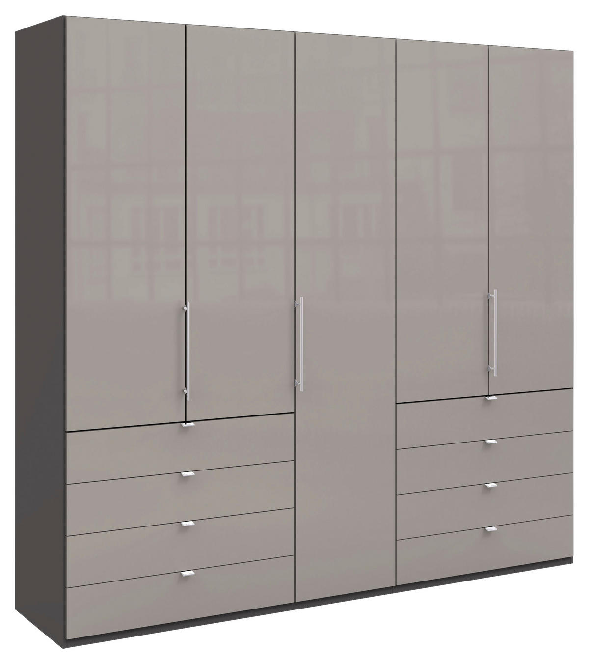 FALTTÜRENSCHRANK 250/236/58 cm 3-türig Hellgrau, Dunkelgrau  - Chromfarben/Dunkelgrau, KONVENTIONELL, Glas/Holzwerkstoff (250/236/58cm) - Venda