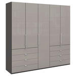 FALTTÜRENSCHRANK 250/236/58 cm 3-türig Hellgrau, Dunkelgrau - Chromfarben/Dunkelgrau, KONVENTIONELL, Glas/Holzwerkstoff (250/236/58cm) - Venda