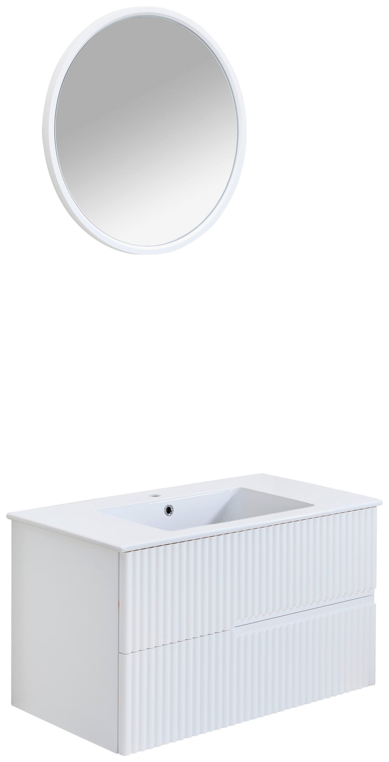 BADEZIMMER 3-teilig  in  - Weiß Hochglanz/Weiß, MODERN, Keramik/Holzwerkstoff (91/126/51cm) - MID.YOU