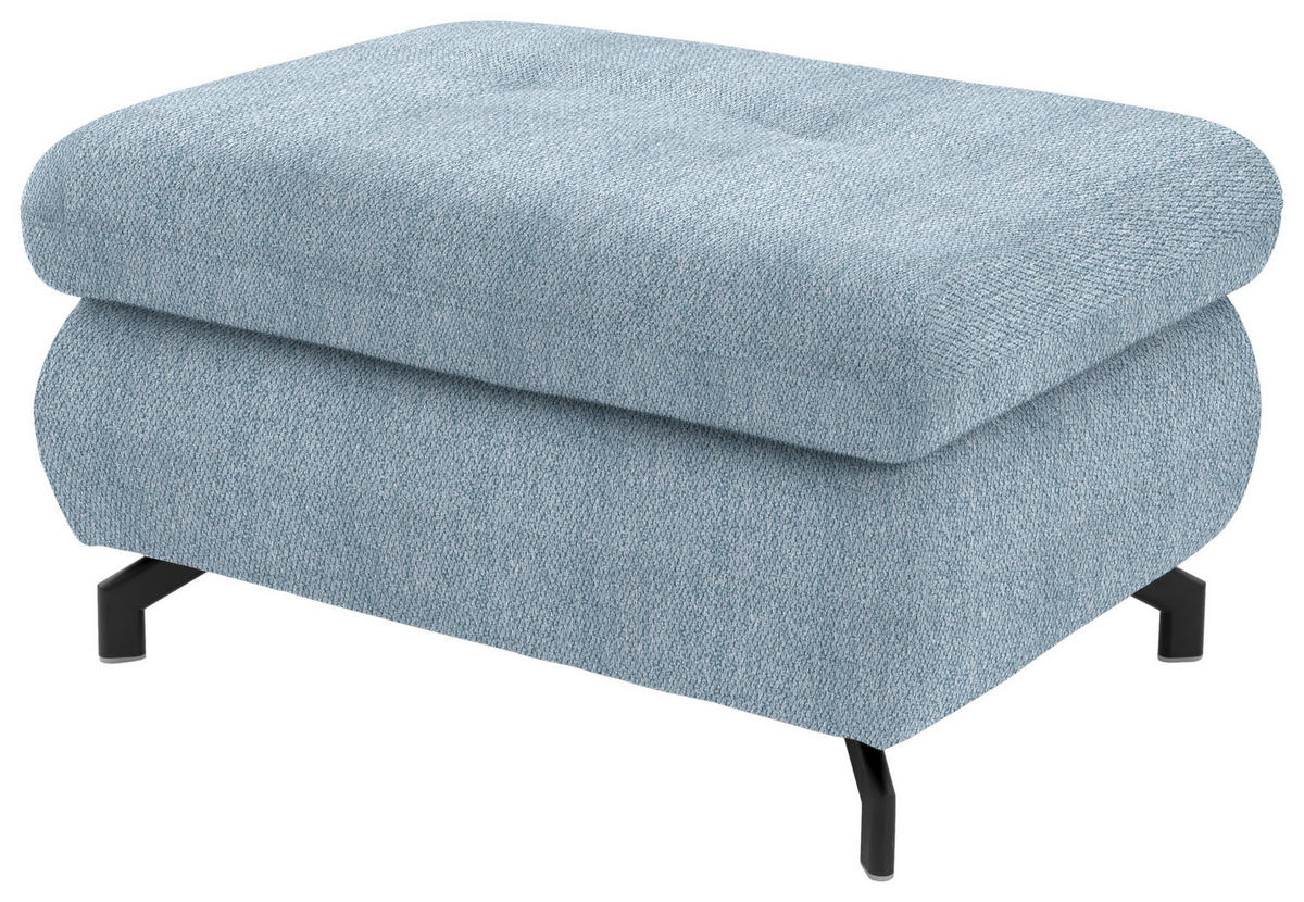 ECKSOFA in Chenille Hellblau  - Schwarz/Hellblau, Design, Textil/Metall (220/310cm) - Beldomo Style