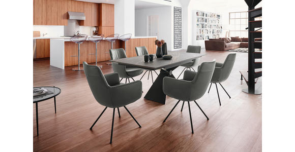 ARMLEHNSTUHL  Beinauswahl, Lederauswahl, Typenauswahl   - Dunkelgrau/Schwarz, Design, Leder/Metall (60/90/61cm) - Dieter Knoll