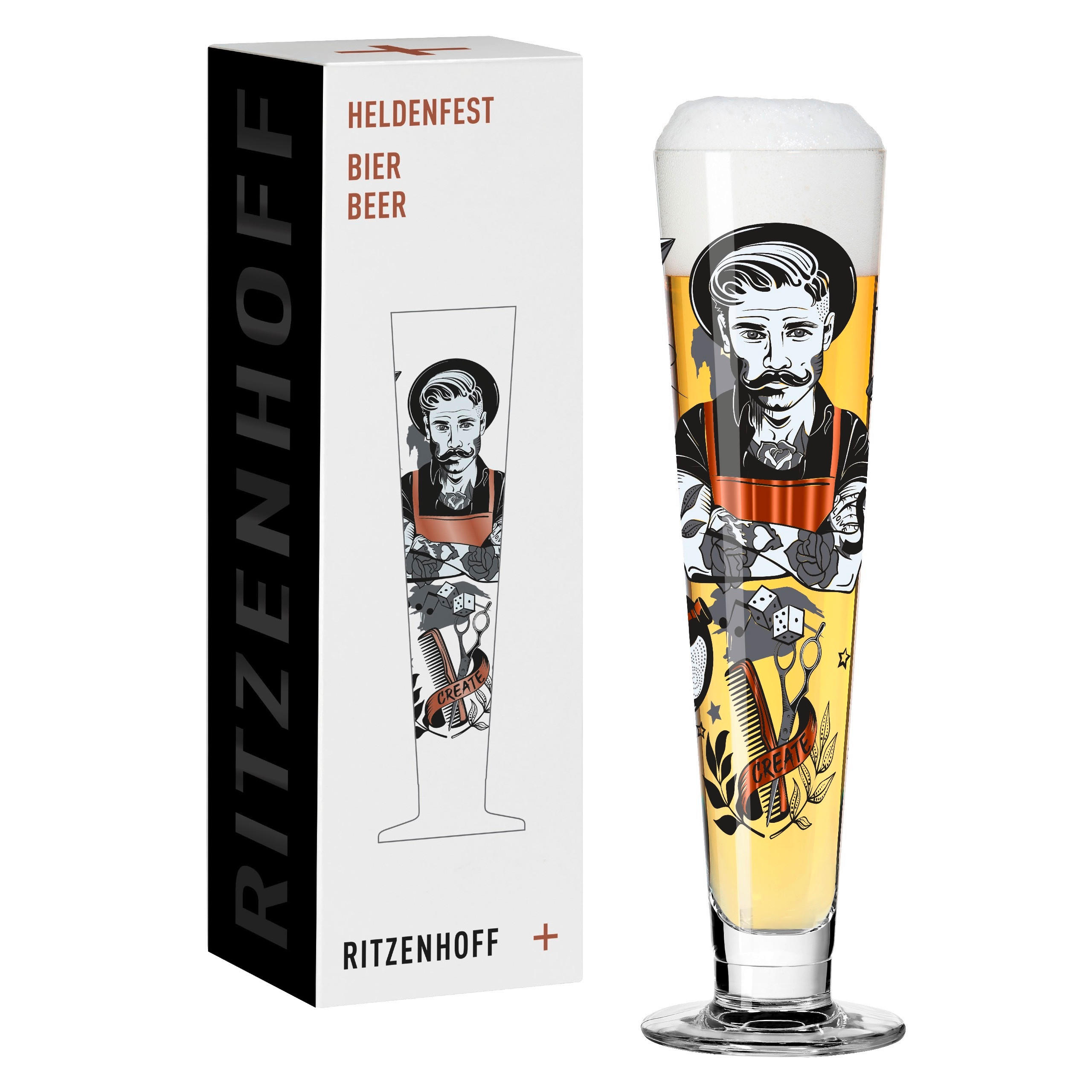 BIERGLAS 385 ml  - Schwarz/Weiß, LIFESTYLE, Glas (7,5/7,5/24,9cm) - Ritzenhoff