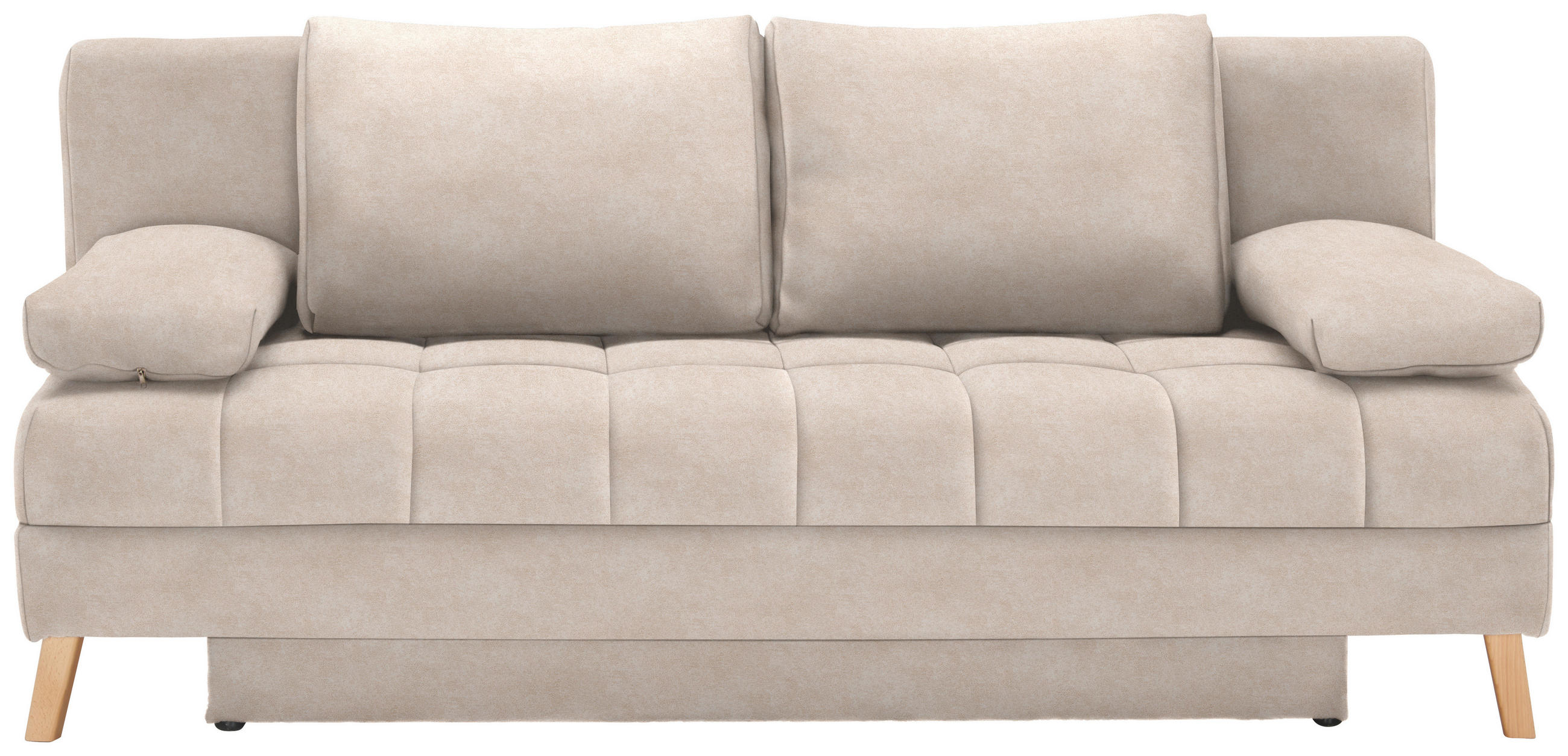 SCHLAFSOFA in Flachgewebe Sandfarben  - Sandfarben/Naturfarben, KONVENTIONELL, Holz/Textil (195/90/90cm) - Cantus