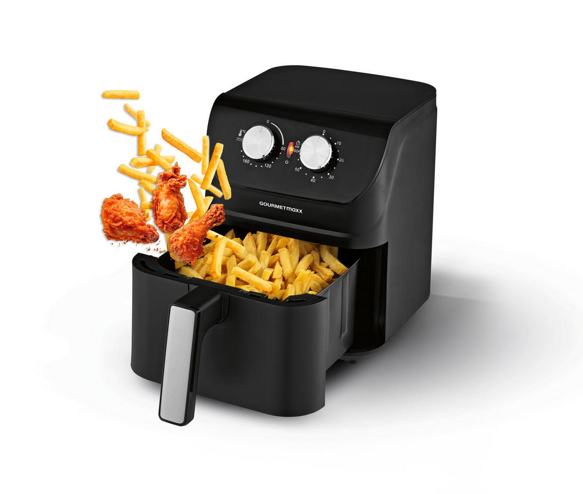 HEIßLUFTFRITTEUSE GOURMETmaxx 4 L  - Schwarz, Basics, Kunststoff (24/35/30cm) - GOURMETMAXX