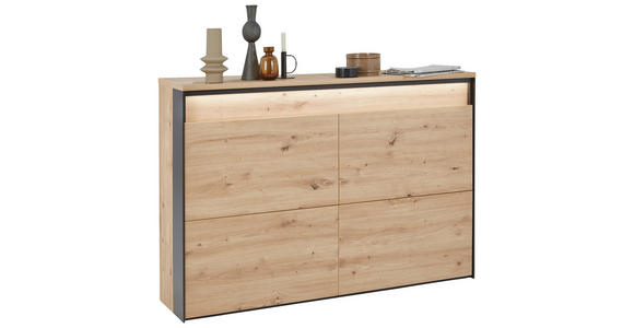 GARDEROBE 4-teilig in 180/190/24,3 cm - Schwarz/Eiche Artisan, KONVENTIONELL, Glas/Holzwerkstoff (180/190/24,3cm) - Voleo