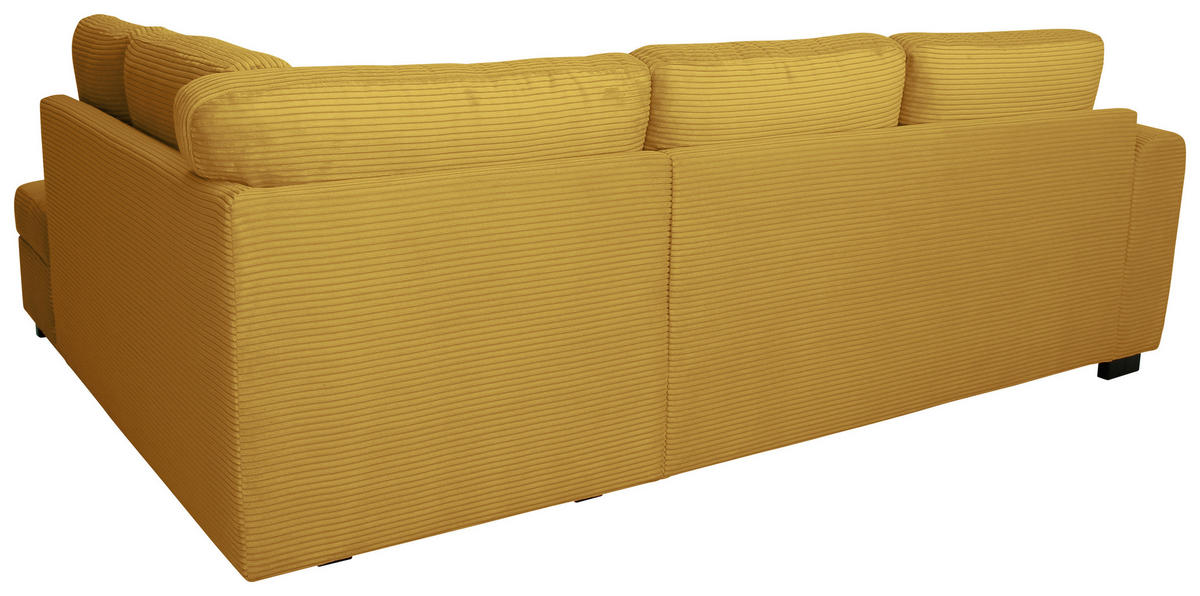 ECKSOFA JOHN Senfgelb Cord Rückenkissen, Bettkasten, Liegefläche im Originalstoff  - Senfgelb/Schwarz, Trend, Kunststoff/Textil (239/178cm) - P & B