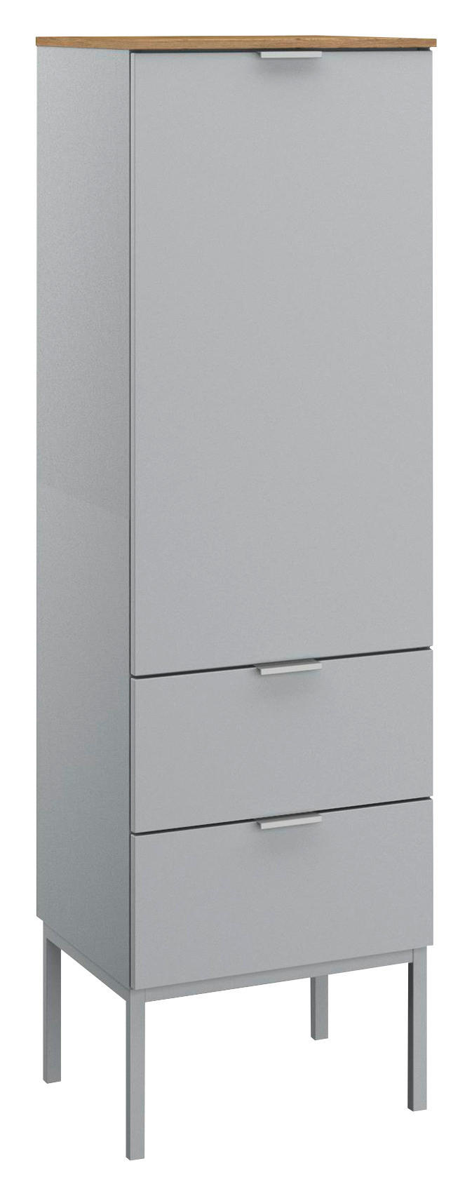 KOMMODE 40/138/42 cm Grau, Eichefarben  - Eichefarben/Alufarben, Trend, Holzwerkstoff/Kunststoff (40/138/42cm) - Stylife