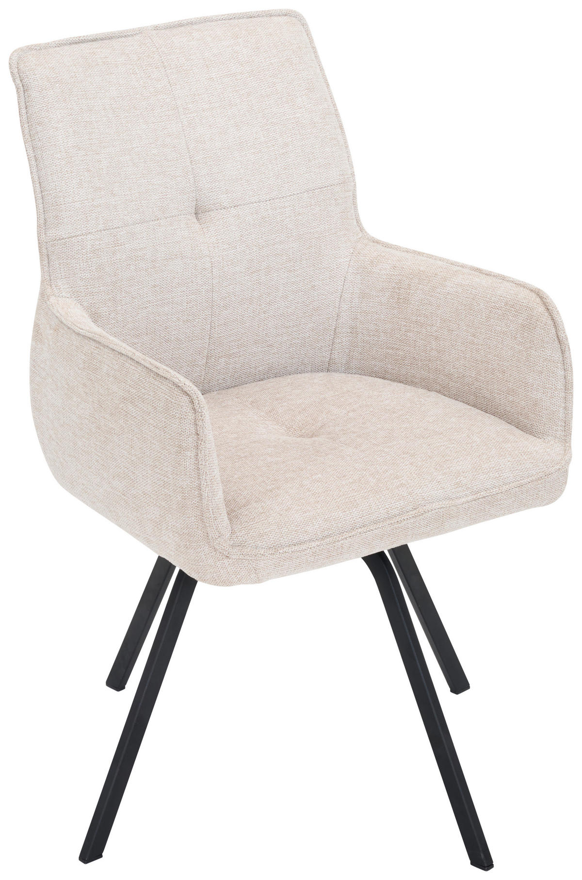 ARMLEHNSTUHL  in Stahl Chenille  - Beige/Schwarz, Design, Textil/Metall (56/89/62cm) - Welnova