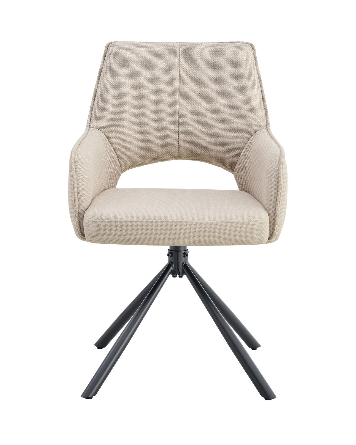 ARMLEHNSTUHL-SET 2 Stück  in Webstoff  - Creme/Schwarz, MODERN, Textil/Metall (57/91/64cm) - MID.YOU