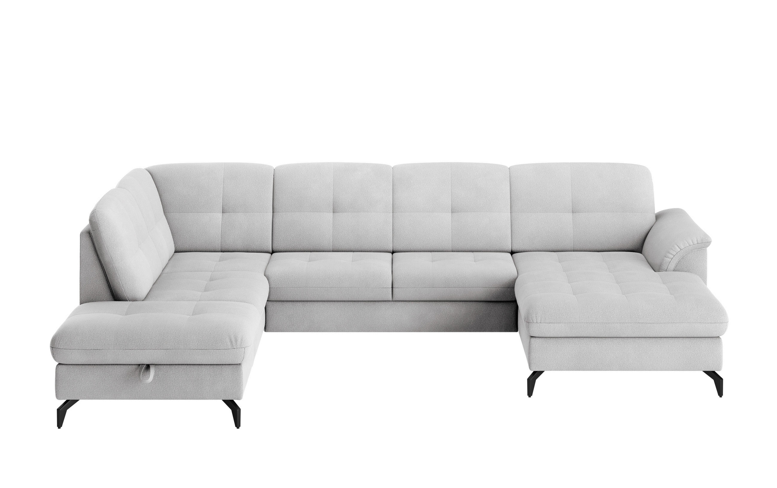 WOHNLANDSCHAFT in Flachgewebe Silberfarben  - Silberfarben/Schwarz, Modern, Textil/Metall (212/319/164cm) - Sit & More