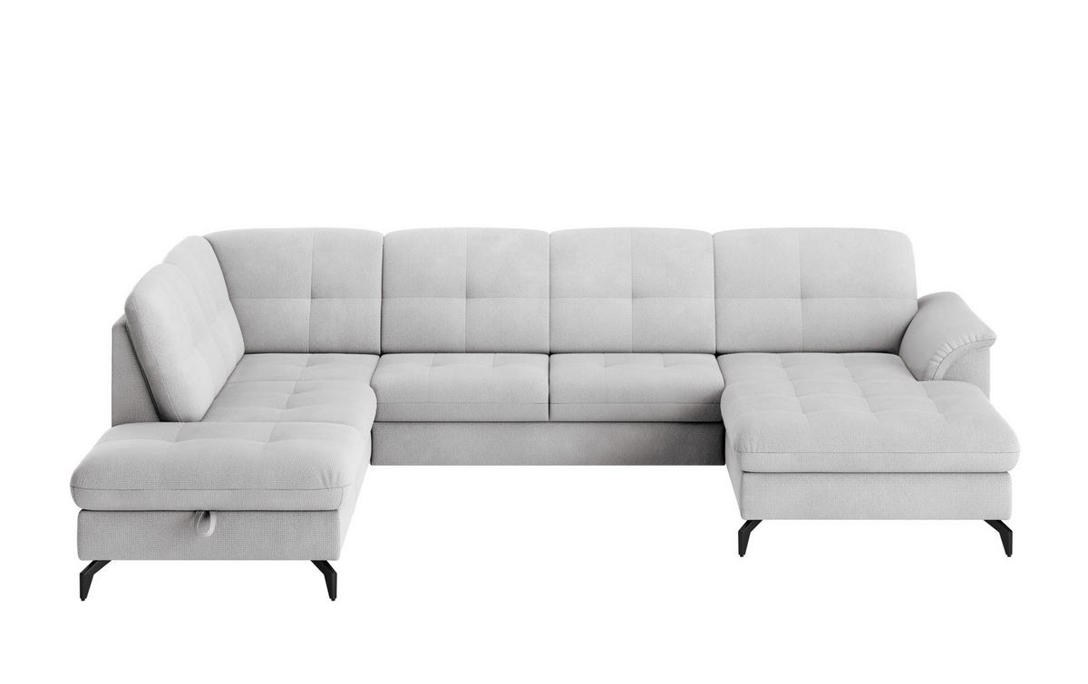 WOHNLANDSCHAFT in Flachgewebe Silberfarben  - Silberfarben/Schwarz, Modern, Textil/Metall (212/319/164cm) - Sit & More
