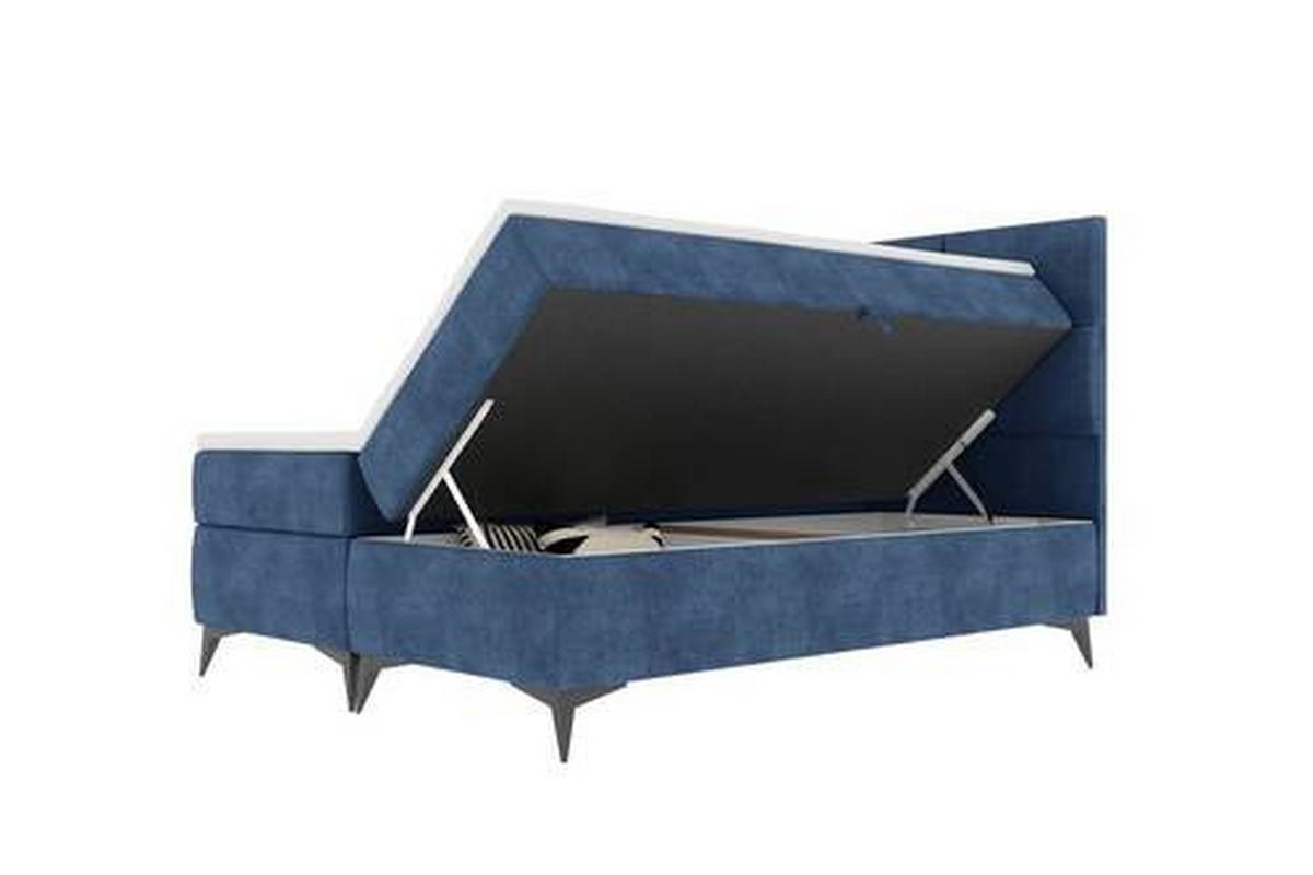 BOXBETT 140/200 cm  in Dunkelblau  - Schwarz/Dunkelblau, KONVENTIONELL, Textil/Metall (140/200cm) - Carryhome