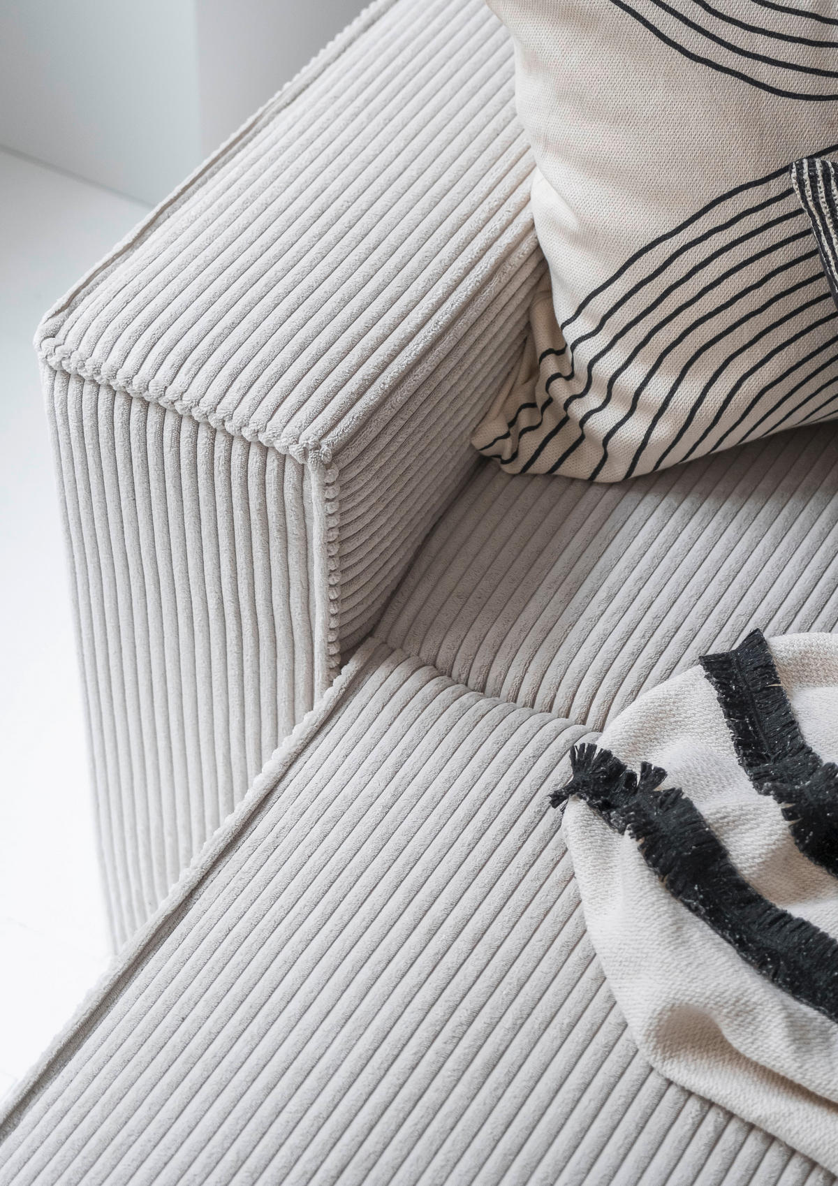 SJEDEĆA GARNITURA tekstil  bež   - bež/crna, Design, tekstil/plastika (156/322/194cm) - MID.YOU