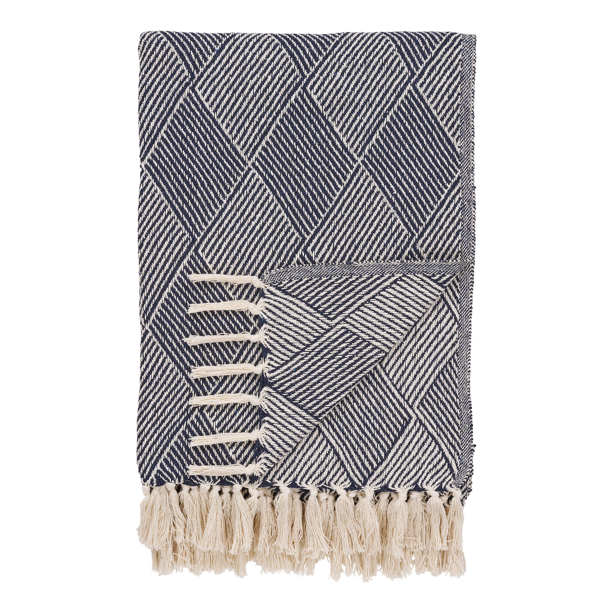 WOHNDECKE 180/130 cm  - Weiß/Dunkelblau, Basics, Textil (180/130cm)