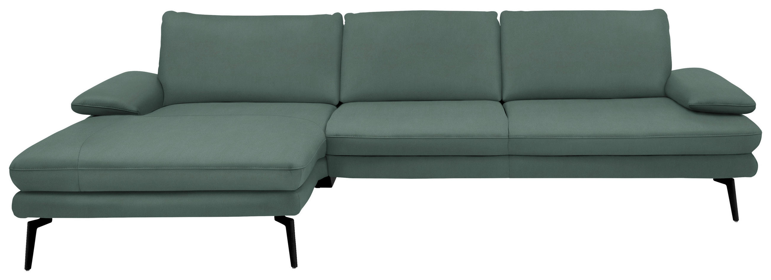 ECKSOFA in Echtleder Opal  - Opal/Schwarz, Design, Leder/Metall (180/310cm) - Dieter Knoll