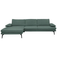 ECKSOFA in Echtleder Opal  - Opal/Schwarz, Design, Leder/Metall (180/310cm) - Dieter Knoll