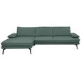 ECKSOFA in Echtleder Opal  180/310 cm  - Opal/Schwarz, Design, Leder/Metall (180/310cm) - Dieter Knoll