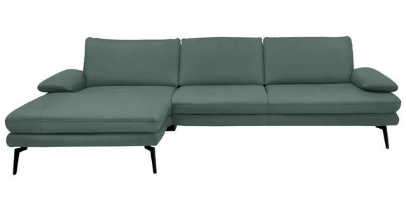 ECKSOFA in Echtleder Opal 180/310 cm - Opal/Schwarz, Design, Leder/Metall (180/310cm) - Dieter Knoll