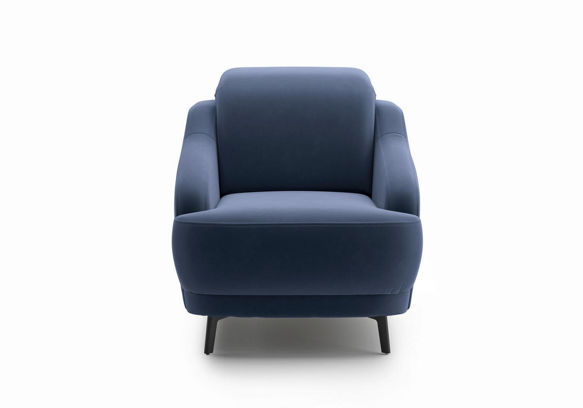 SESSEL in Samt Blau  - Blau/Schwarz, MODERN, Textil/Metall (87/93/104cm) - Sit & More
