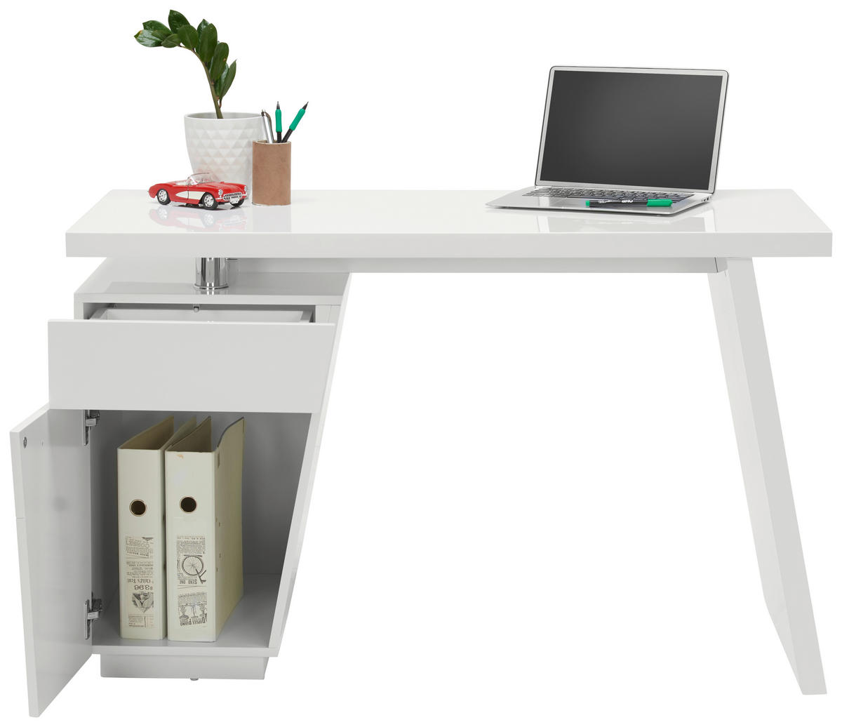 SCHREIBTISCH 120/55/76 cm  in Weiß, Chromfarben  - Chromfarben/Weiß, Design, Holzwerkstoff/Metall (120/55/76cm) - Hom`in