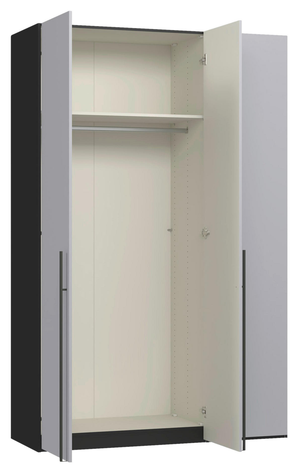 DREHTÜRENSCHRANK 152/236/59 cm,  in Schwarz, Hellgrau, 3-türig  - Titanfarben/Hellgrau, Design, Glas/Holzwerkstoff (152/236/59cm) - Jutzler