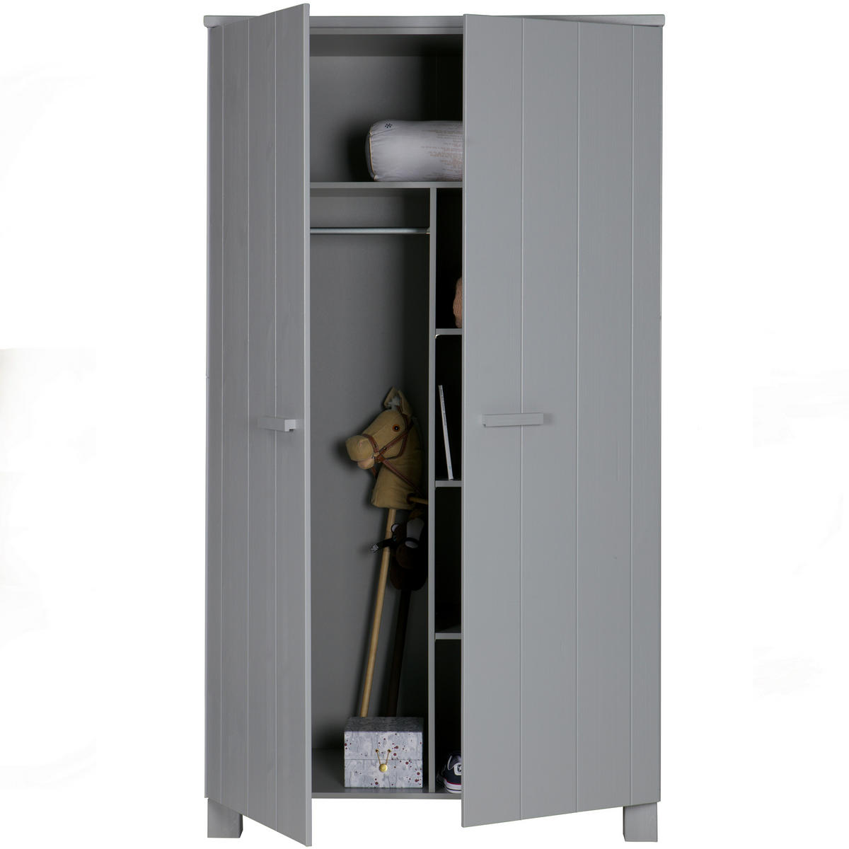 GARDEROBENSCHRANK Dennis  in 111/202/55 cm  - Grau, Design, Holz (111/202/55cm) - Livetastic