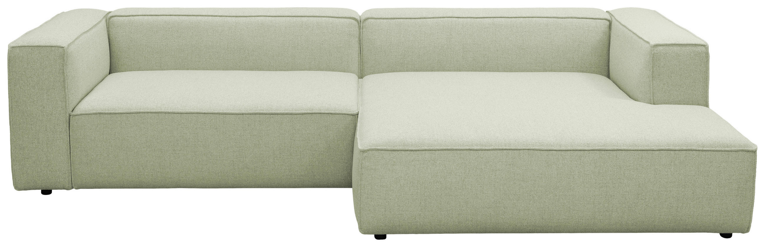 ECKSOFA Hellgrün Chenille Rücken echt  - Schwarz/Hellgrün, MODERN, Kunststoff/Textil (296/185cm) - Hom`in