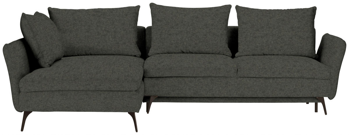 ECKSOFA in Webstoff Dunkelgrün  182/280 cm  - Dunkelgrün/Schwarz, Design, Textil/Metall (182/280cm) - Carryhome
