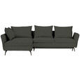 ECKSOFA in Webstoff Dunkelgrün  - Dunkelgrün/Schwarz, Design, Textil/Metall (182/280cm) - Carryhome