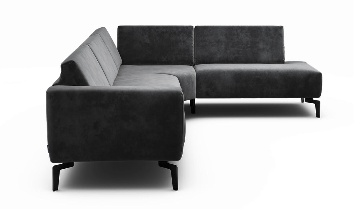 ECKSOFA in Samt Anthrazit  296/213 cm  - Anthrazit/Schwarz, Design, Textil/Metall (296/213cm) - SENSOO