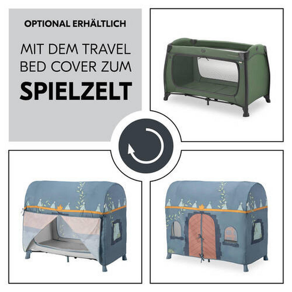 REISEBETT Play N Relax Center Dunkelgrün  - Dunkelgrün, Basics, Kunststoff/Textil (79/78/129cm) - Hauck