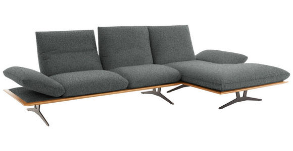 ECKSOFA in Flachgewebe Grau 314/159 cm - Schwarz/Grau, Design, Holz/Textil (314/159cm) - Dieter Knoll