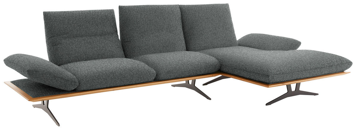 ECKSOFA in Flachgewebe Grau  - Schwarz/Grau, Design, Holz/Textil (314/159cm) - Dieter Knoll