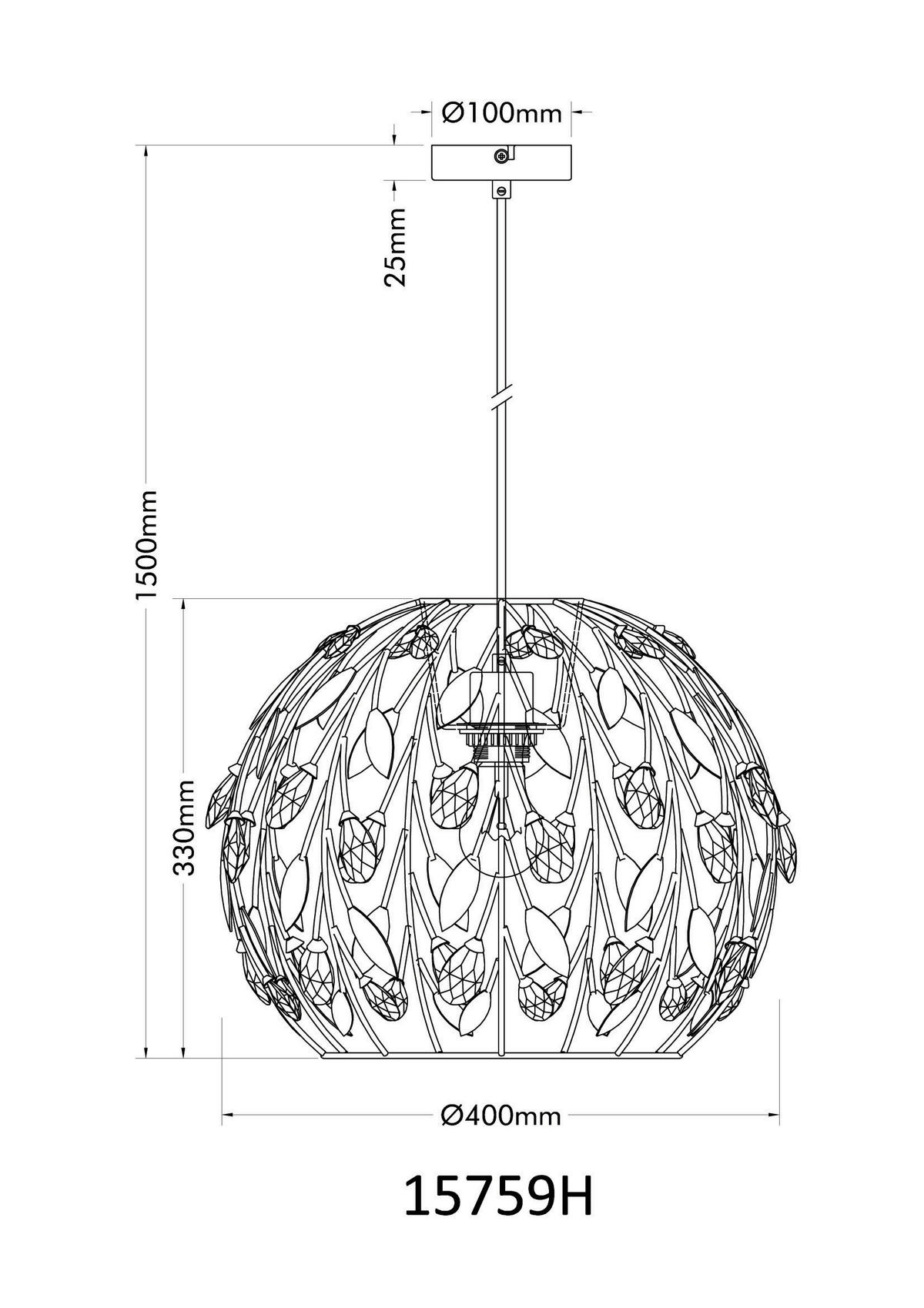HÄNGELEUCHTE 40/150 cm    - Klar/Goldfarben, Basics, Kunststoff/Metall (40/150cm) - Globo