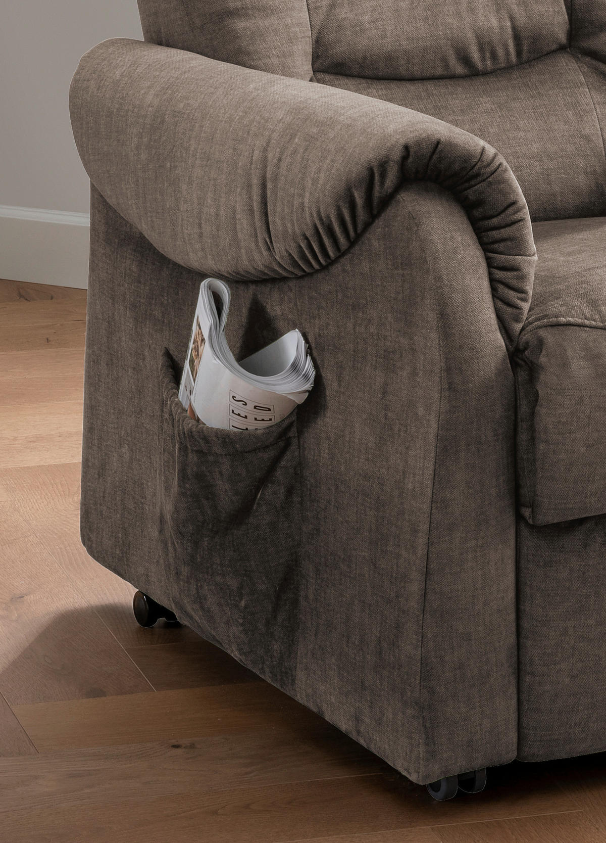 FERNSEHSESSEL in Velours Braun  - Schwarz/Braun, Design, Kunststoff/Textil (78/107/93cm) - Livetastic
