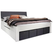 BETT 140 cm x 200 cm in Holzwerkstoff Grau, Weiß - Weiß/Grau, MODERN, Holzwerkstoff/Textil (140/200cm) - Carryhome