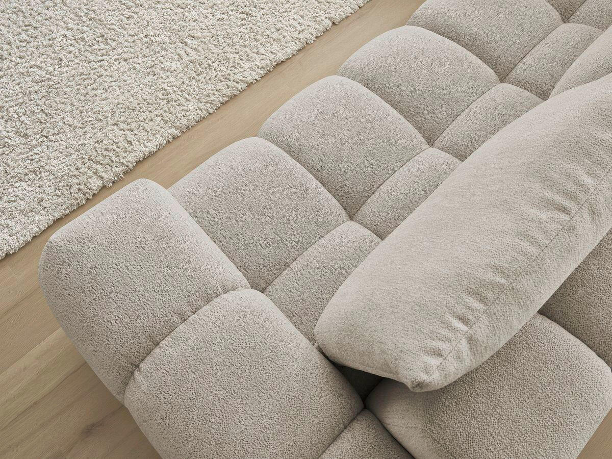 ECKSOFA Ottomane links  EVEREST Taupe Flachgewebe  - Taupe/Schwarz, MODERN, Kunststoff/Textil (210/352cm)