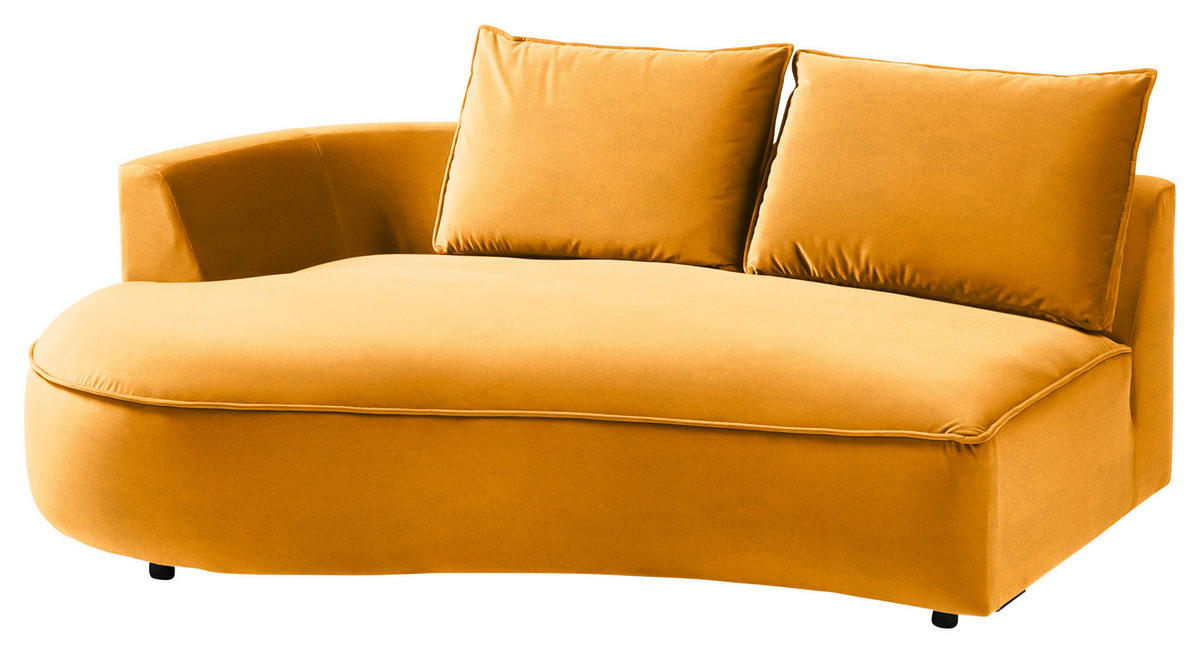 BIGSOFA in Samt Currygelb  - Currygelb/Schwarz, Design, Kunststoff/Textil (322/66/154cm) - home24