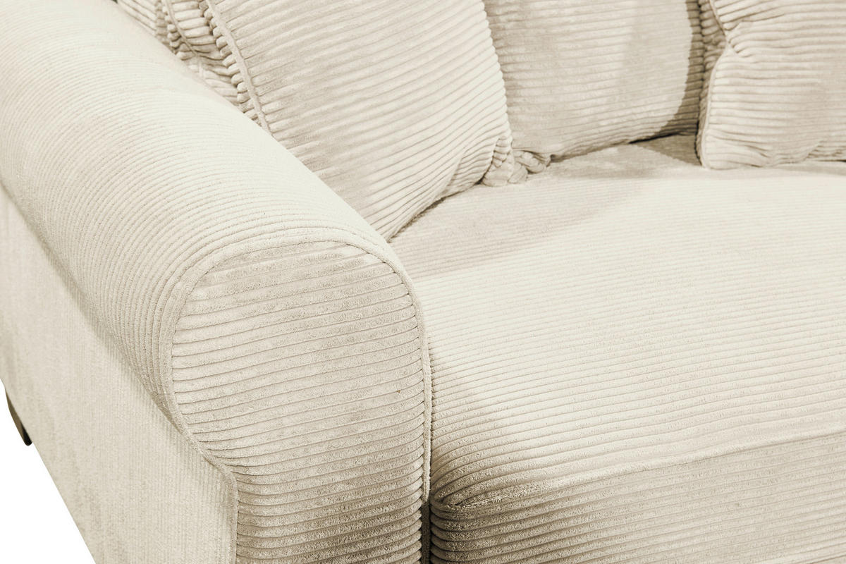 KANAPÉÁGY textil krémszínű  - krémszínű/fekete, Konventionell, műanyag/textil (250/95/125cm) - MID.YOU