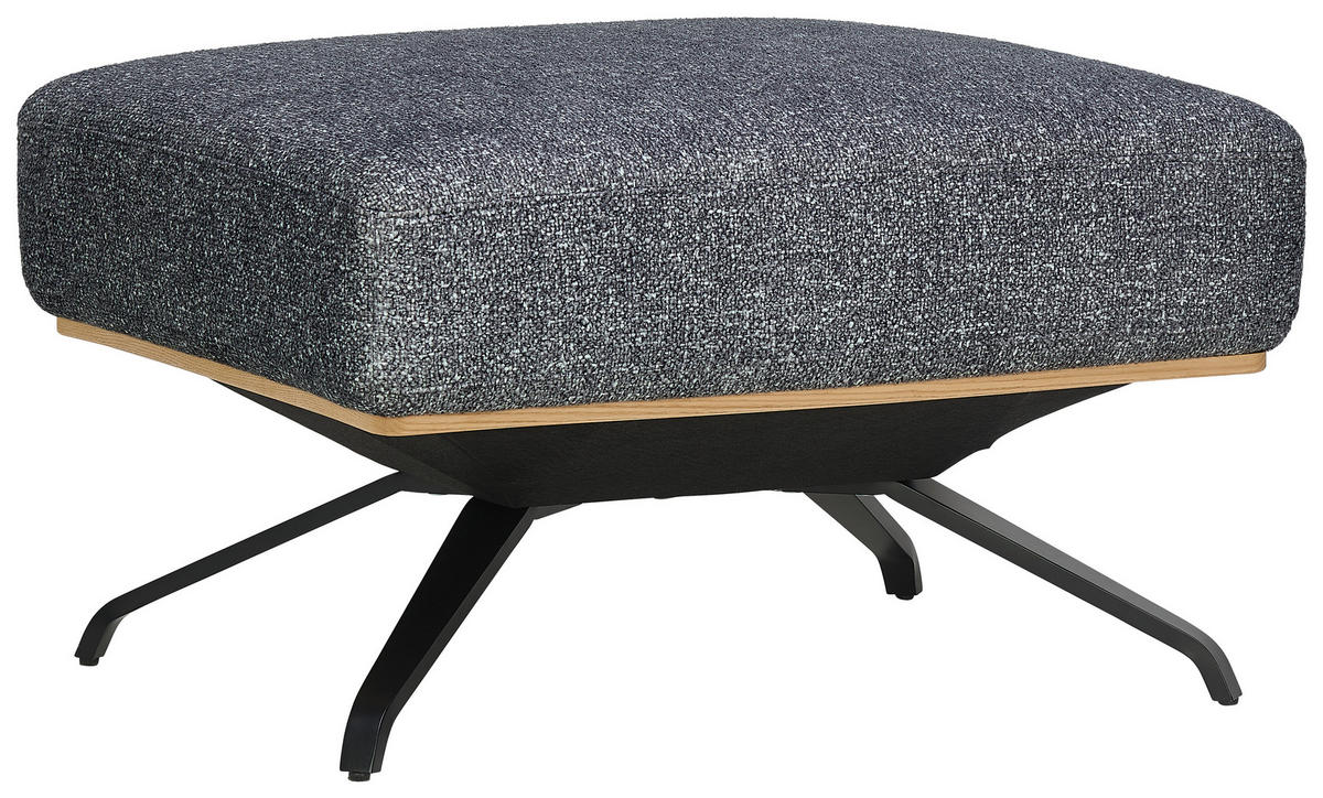 HOCKER Struktur Graphitfarben  - Schwarz/Graphitfarben, Design, Textil/Metall (74/46/66cm) - Novel