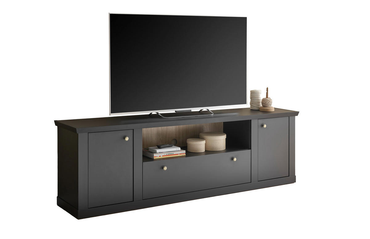 LOWBOARD  205/62/42 cm 1 Schublade(n) Typenauswahl, stehend  - Eichefarben/Messingfarben, Design, Holzwerkstoff/Metall (205/62/42cm) - MID.YOU