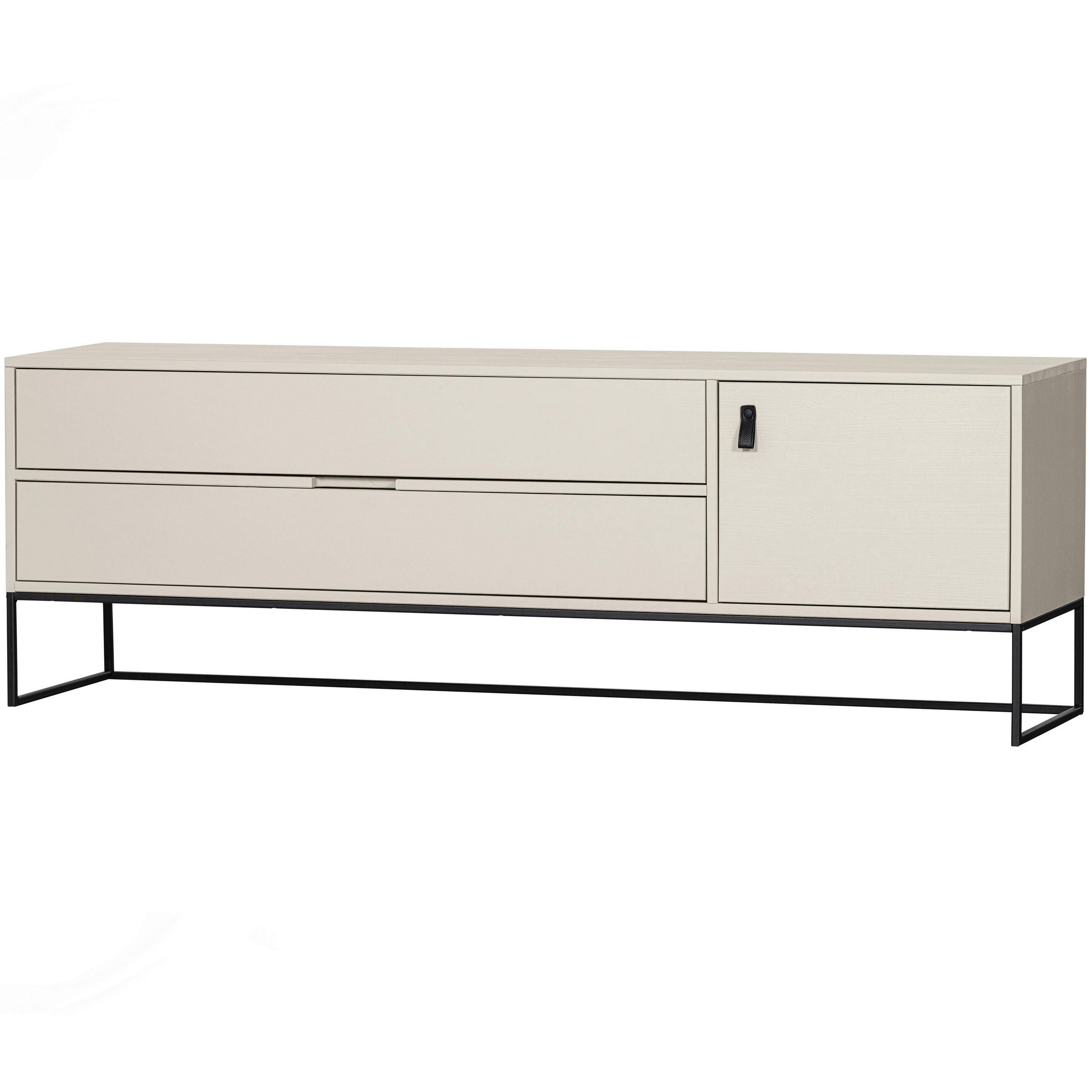 LOWBOARD Silas 180/61/44 cm 2 Schublade(n)  - Schwarz/Grau, Design, Leder/Holz (180/61/44cm) - Livetastic