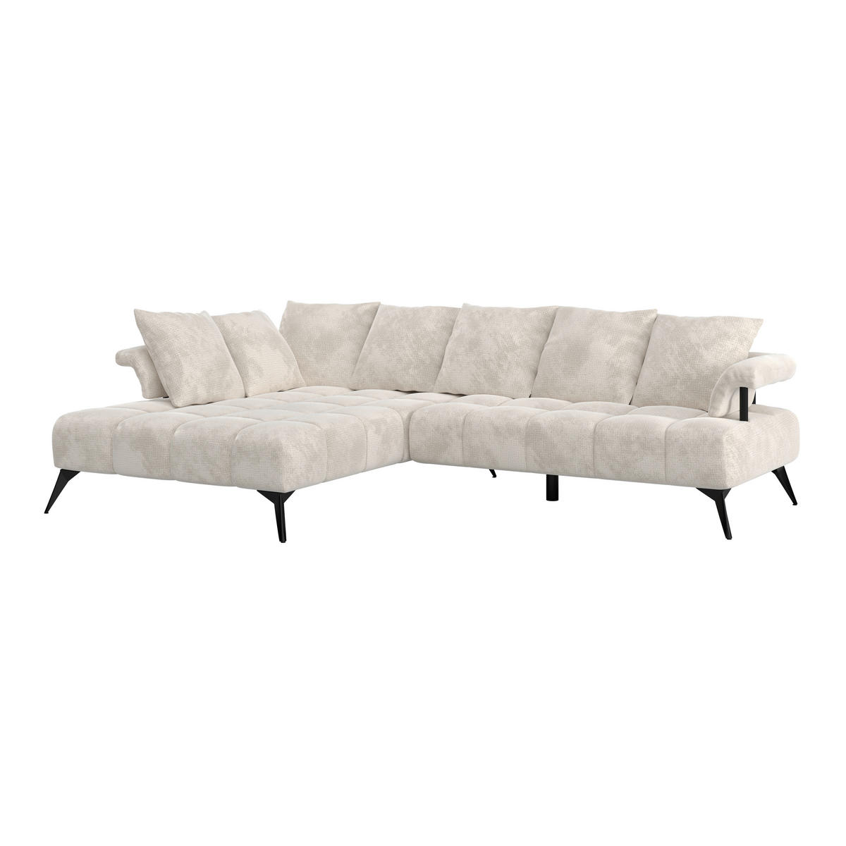 ECKSOFA in Flachgewebe Beige  - Beige/Schwarz, Modern, Kunststoff/Textil (200/297cm) - Livetastic