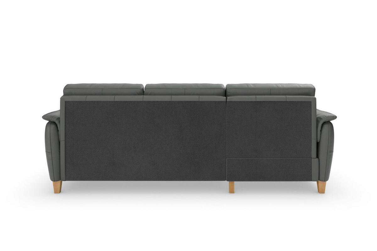 ECKSOFA PALMERA E in Mikrofaser Kombination Echtleder/Stoff Anthrazit  163/244 cm  - Eichefarben/Anthrazit, Basics, Leder/Holz (163/244cm) - Sit & More