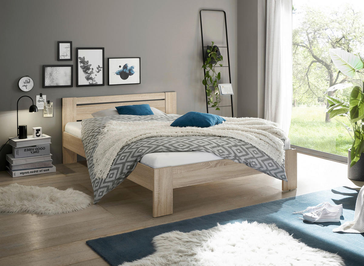 BETT 140/200 cm  in Sonoma Eiche  - Sonoma Eiche, KONVENTIONELL, Holzwerkstoff (140/200cm) - Carryhome
