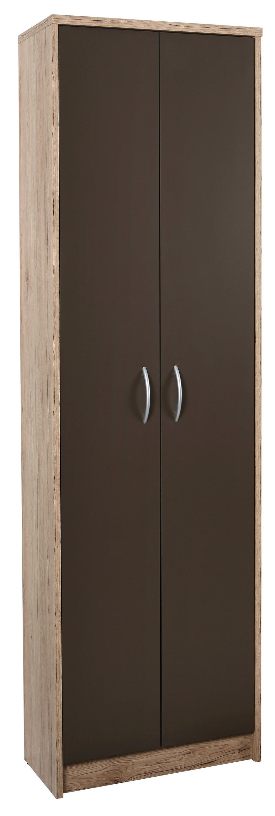 KLEIDERSCHRANK 55/190/26 cm,  in Braun, Eichefarben, 2 Tür(en)  - Eichefarben/Silberfarben, KONVENTIONELL, Holzwerkstoff/Kunststoff (55/190/26cm) - MID.YOU