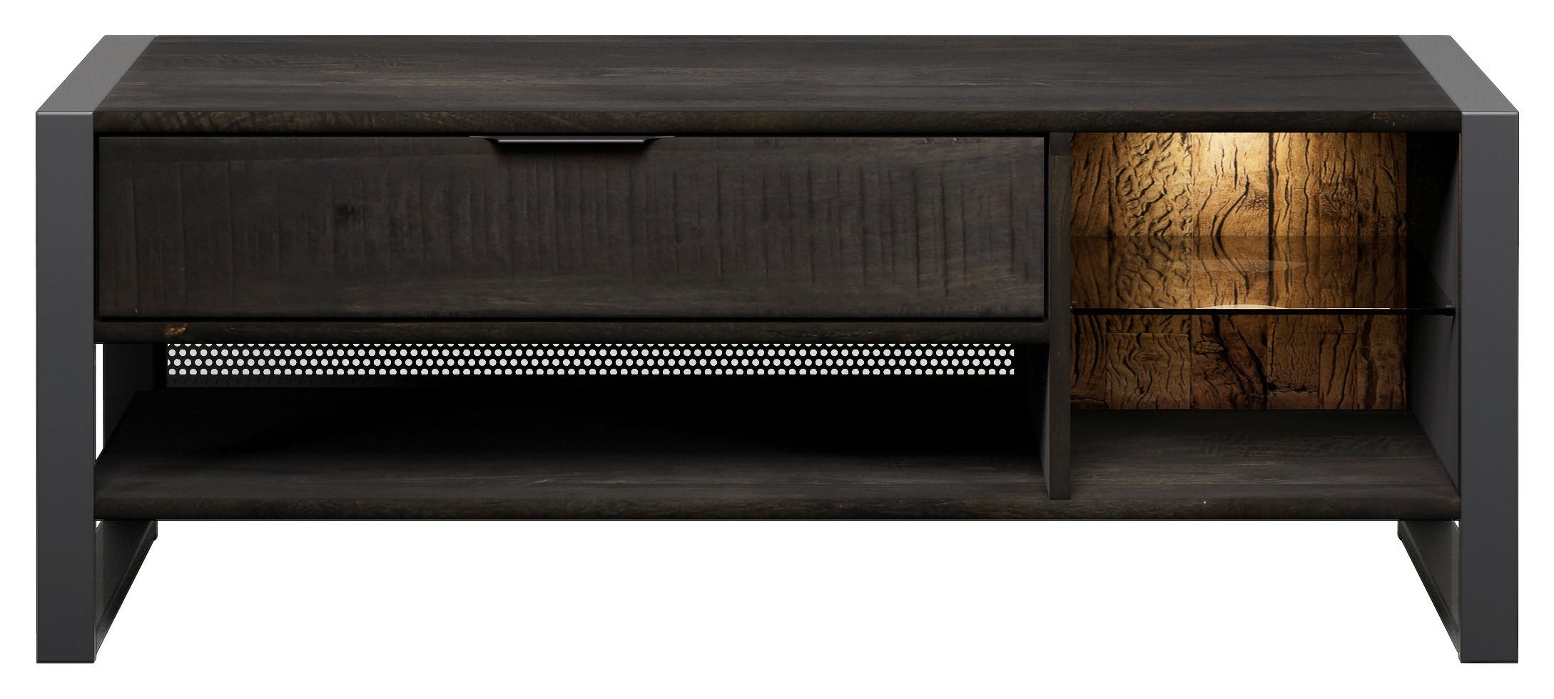 LOWBOARD Stark Collection in 129/49/40 cm - Anthrazit/Schwarz, Basics, Holz/Metall (129/49/40cm) - Livetastic