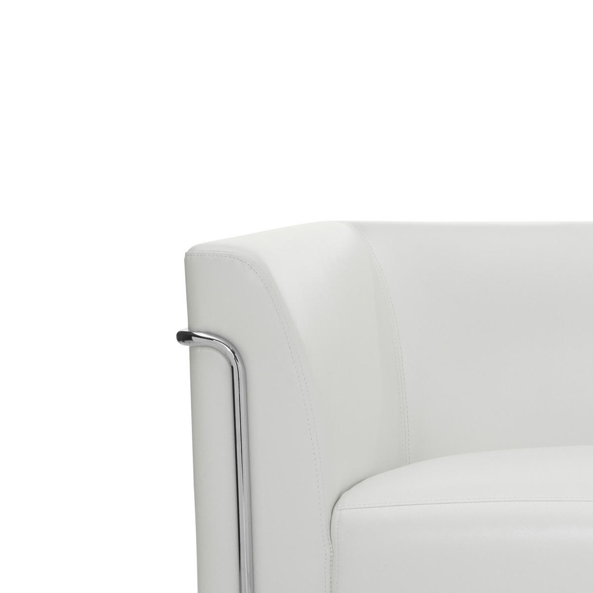 2-SITZER-SOFA in Lederlook Weiß  - Silberfarben/Weiß, MODERN, Textil/Metall (130/71/74cm) - MID.YOU