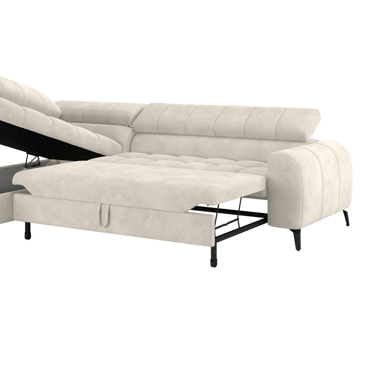 ECKSOFA in Creme  - Creme/Schwarz, Trend, Kunststoff/Textil (203/261cm) - Livetastic